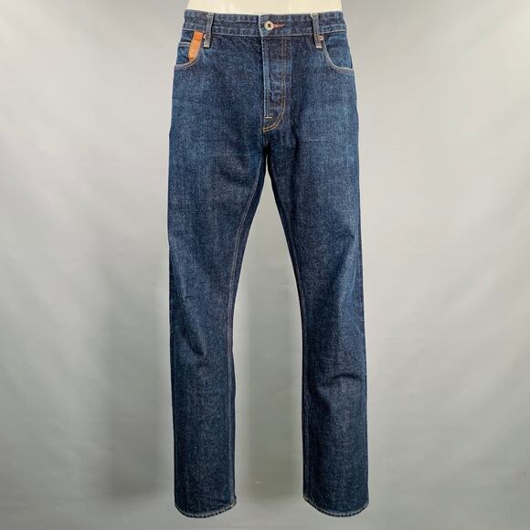 PAUL SMITH Size 36 Blue Contrast Stitch Cotton Straight Japanese Selvedge Jeans - Picture 1 of 9